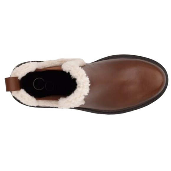 CALVIN KLEIN Boots Chunky Platform Booties Brown Ankle Boot Women’s Size 6.5 NIB - Picture 5 of 16